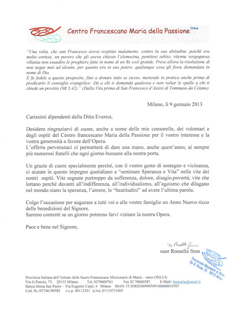 Ringraziamento pagina sociale